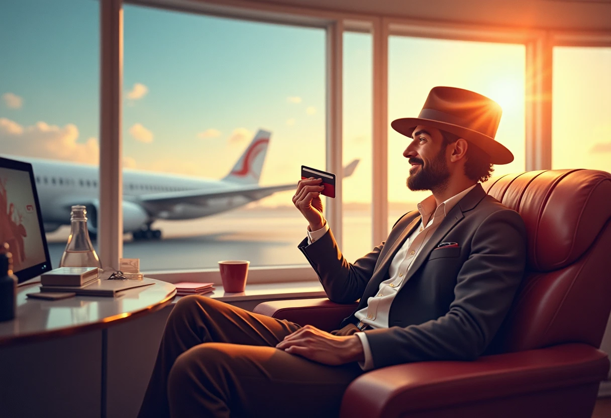 Disfrutando de un salón de aeropuerto con tarjeta de crédito